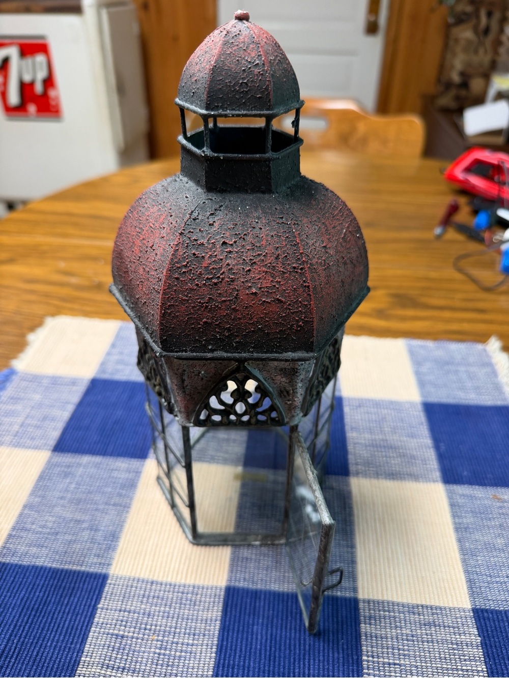 Rustic Red Metal Lantern/Terrarium- Home Accents - Picture 2 of 4